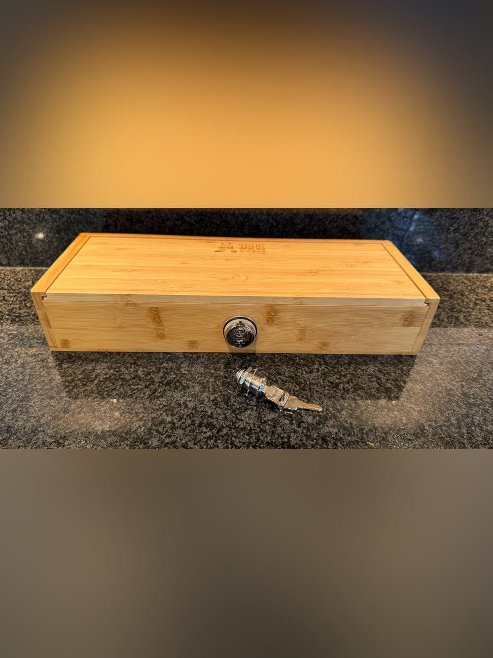 Bamboo Knife Drawer Box with Chrome Lock and Key